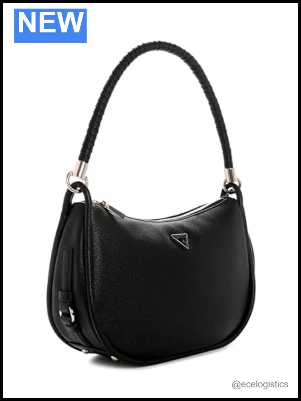 GUESS Danya Hobo Shoulder Bag Faux Leather Braided Strap Zip